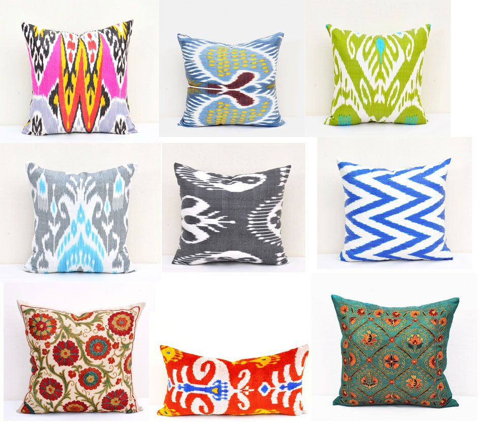 Decorative pillow case ikat