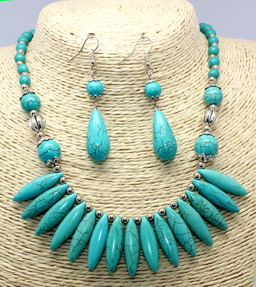 Turquoise stone necklace sets