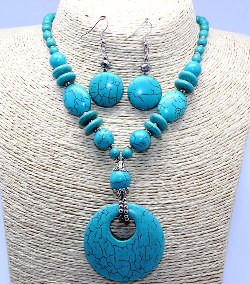 Turquoise stone necklace sets