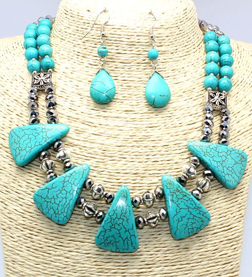 Turquoise stone necklace sets