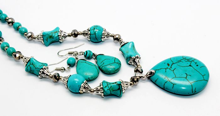 Turquoise stone necklace sets