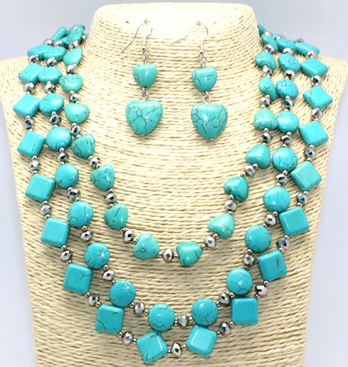 Turquoise stone necklace sets