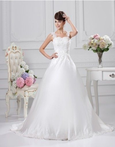 Floor Length Satin Ball Gown Wedding Dresses