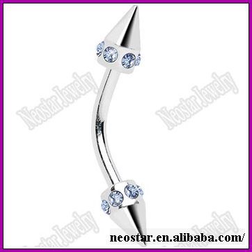 Stainless Steel Blue Gem Cone Eyebrow Ring Jewelry