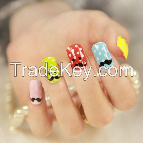 Stylish Mustache Design 3D Nail Wraps Decoration Rhinestones Nail Sticker Artificial Nail Art Products