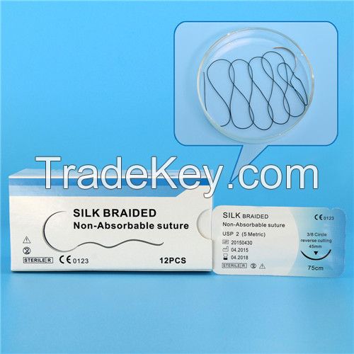 Silk braided suture