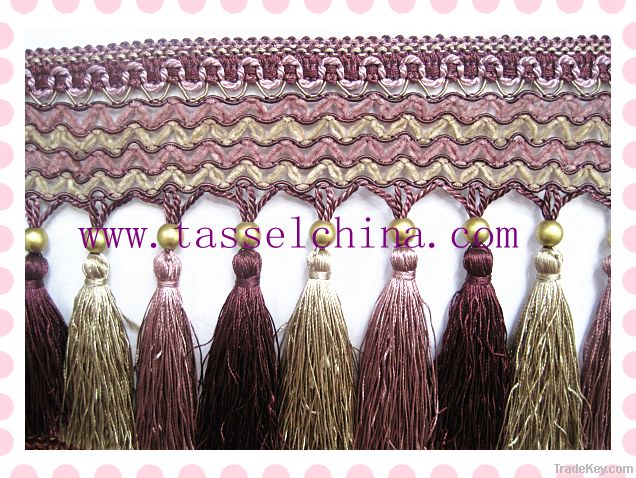 Polyester Tassel Fringe Trimming With Beads