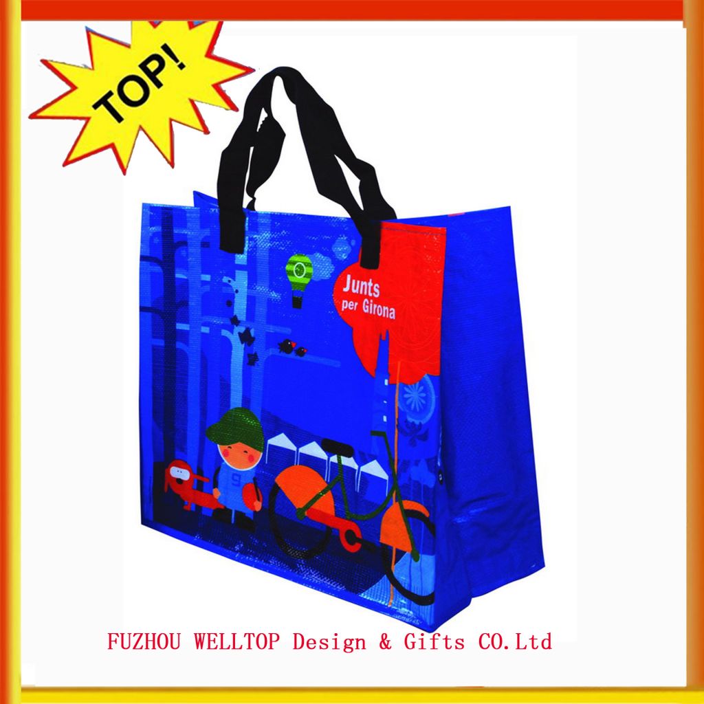 White Non woven Shopping Bag with colorful flower printing 