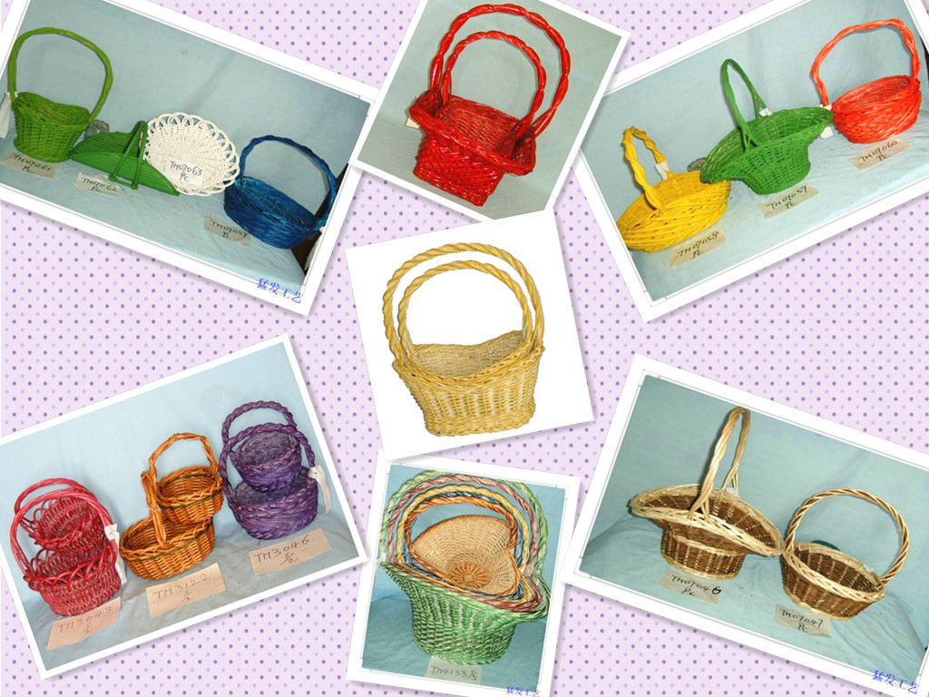 Wholesale Handmade Natural Wicker Flower Baket With Handle