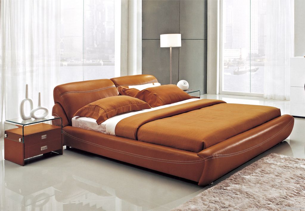 Luxurious Genuine Leather Soft Bed(8008)