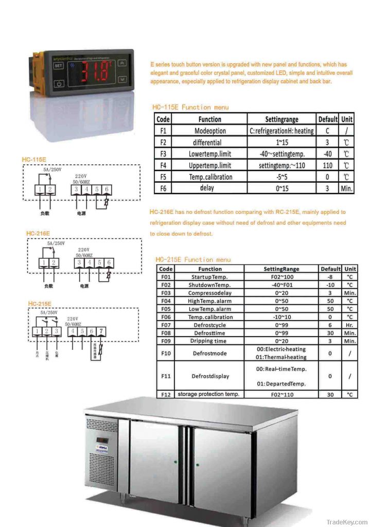 Refrigeration Display Cabinet and Back Bar LED Touch Button Microcompu