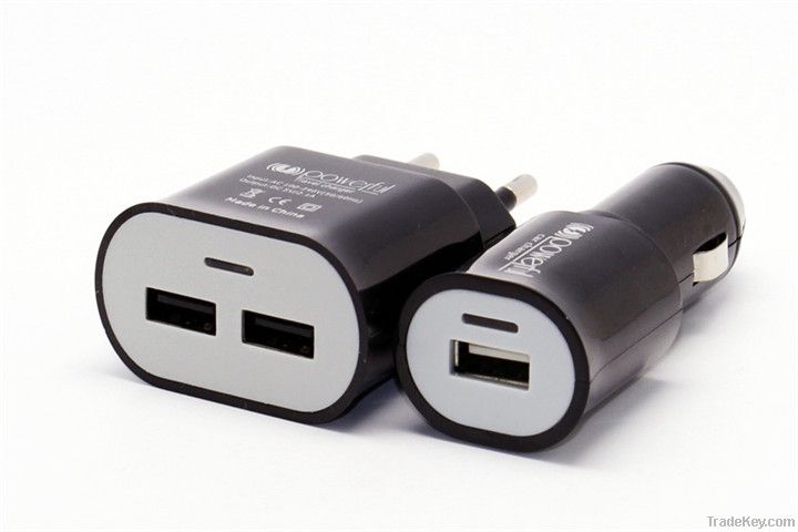 3-in-1 USB Power Adapter/USB Data Cable Charger/Car and Travel Charger