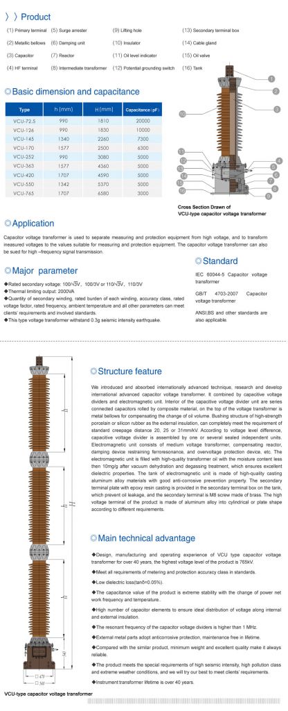  VCU capacitor voltage transformer