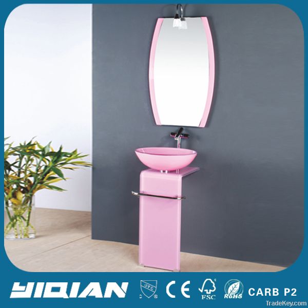 Floor Mounted Tempered Glass Bathroom Vanity