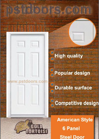  6 panel steel door metal hollow core door 