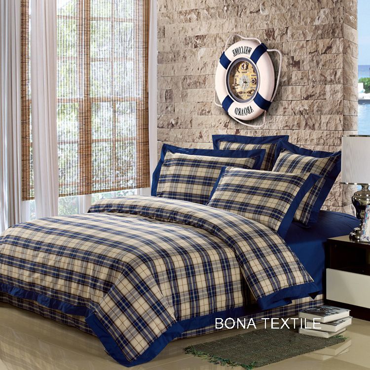 Wholesale 100% Pure Cotton Plaid Bedding Set