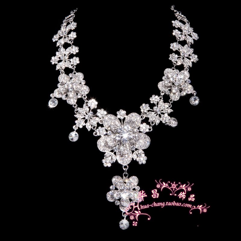 Huachang accessories bridal jewelry sets jewelry chain necklace crown wedding tiara wedding necklace wedding dress 056