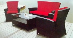 Red wicker rattan garden sofa set furniture rattan039