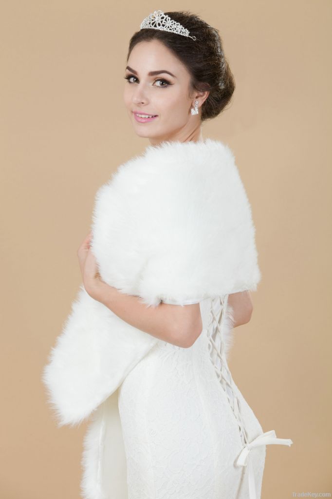 White Faux Fur Special Occasion/ Wedding Shawl