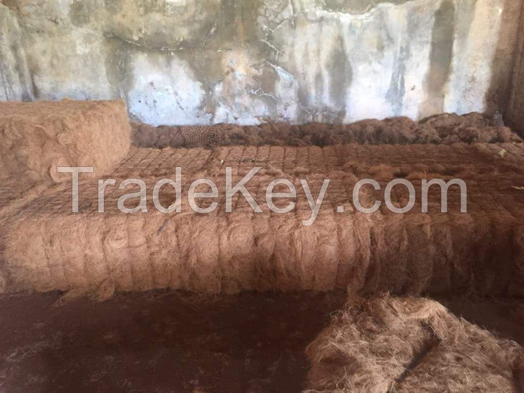 Baled coconut fiber