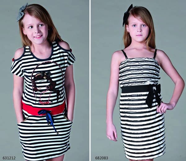 Girl&#039;s fashion cotton jersey stripe dress 5-17x