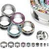 Charming colorful crystal ear plug tunnel body jewelry