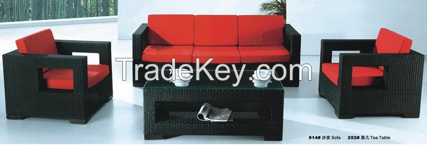 Outdoor garden rattan sofa set furniture with cushions solution