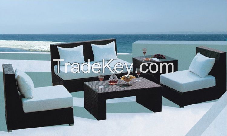 Garden new pe rattan armless sofa set furniture with cushions