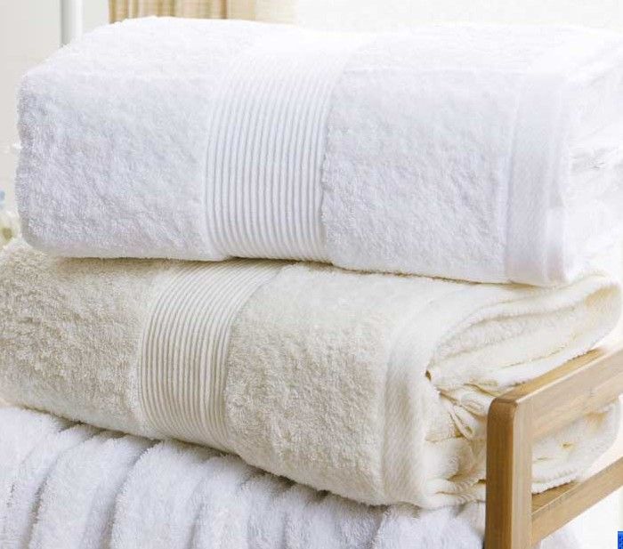 Cotton Plain dyed spiral bath towel with border