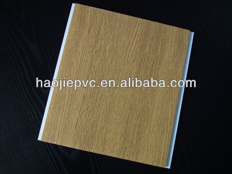 smooth &amp; filat wood grain surface plastic material pvc ceiling panel by printing