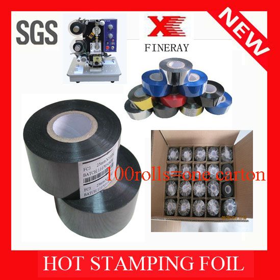 Black Fineray brand FC3 and SCF-900 Hot date coding foil / Coding hot foil / Date printing foil for batch numer and expiry date coding