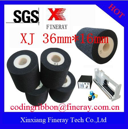 Print expiry date coding/batch number Fineray brand XJ type Dia36mm*16mm black Hot ink roll / black Hot ink roller /Solid ink roll /Hot printing ink roll/  Hot printing rolls