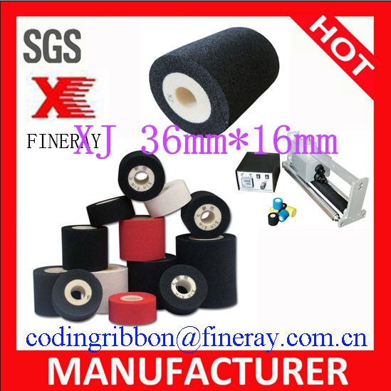 Print expiry date coding/batch number Fineray brand XJ type Dia36mm*16mm black Hot ink roll / black Hot ink roller /Solid ink roll /Hot printing ink roll/  Hot printing rolls