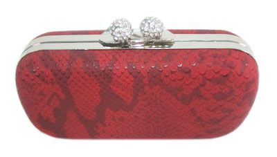 Luxury Red Snake Skin PU Lady Party  Evening Bag