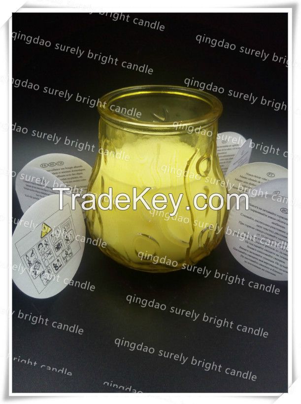 wax candle in galss jar with lid