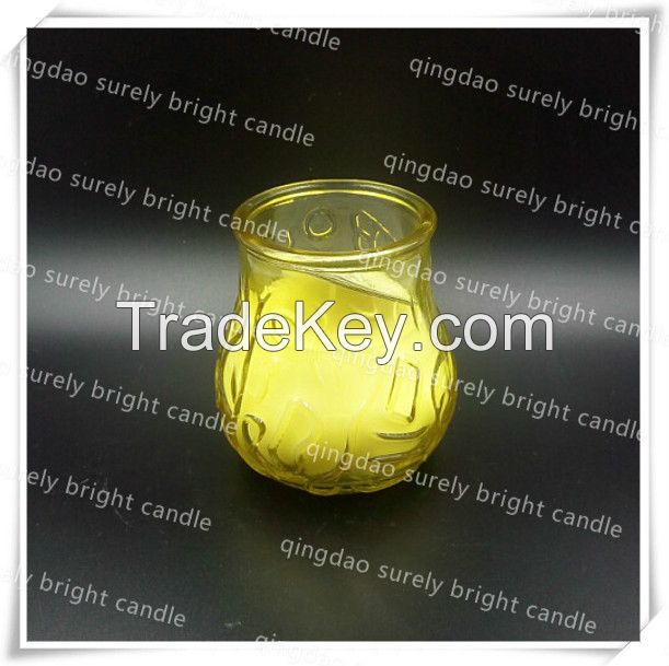 wax candle in galss jar with lid