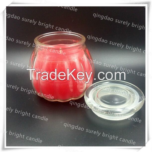 wax candle in galss jar with lid