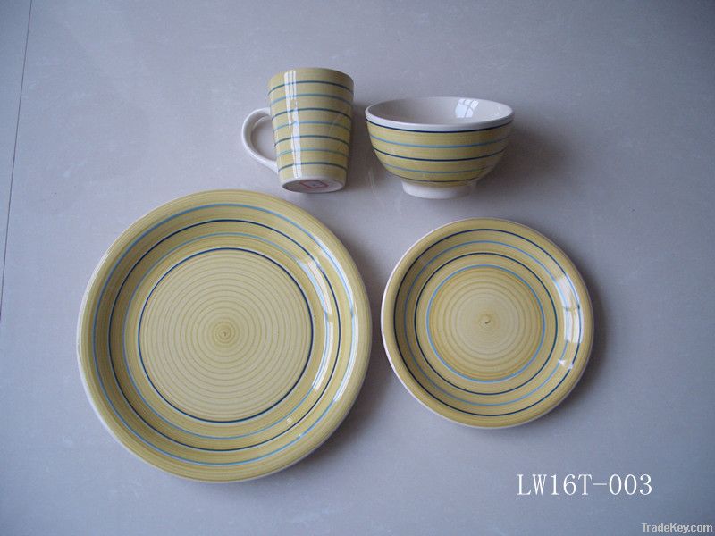 16 PCS Colour Glazed Dinner Set