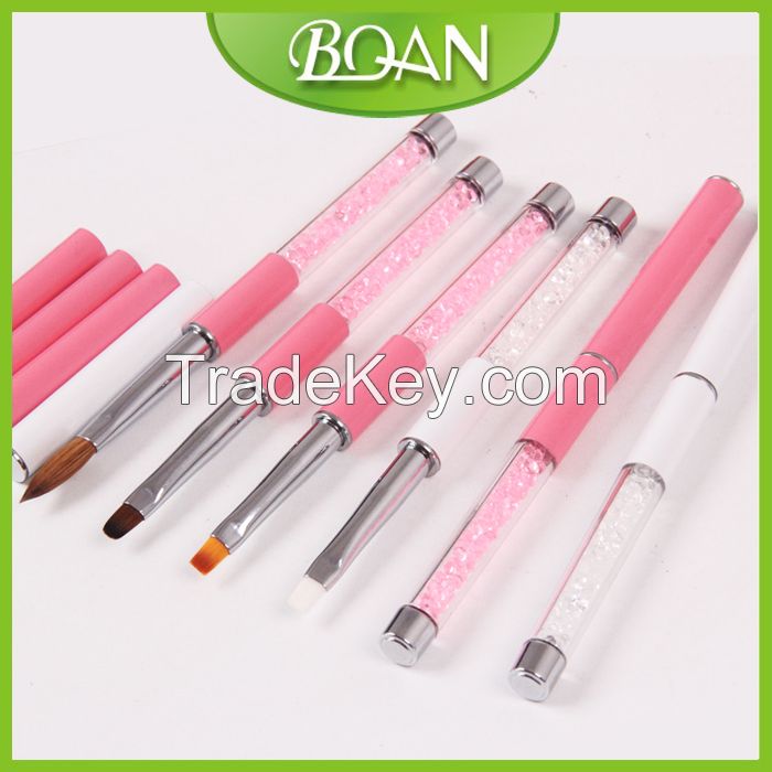 BQAN Pink Crystal Rhinestone Metal Handle 3D Nail Art Supplies for Nail Brushes Nail Art