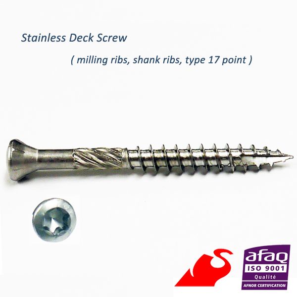 decking screws with shank ribs &amp; type 17 point