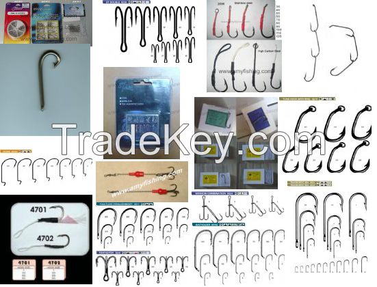 fishing hooks, treble hook, double hooks, jig hooks, worm hooks, baitholder hooks, crystal(long shank hooks), octopus hooks, o&#039;shaughnessy hooks, aberdeen hook, kirby sea hooks, tuna hooks, circle hook