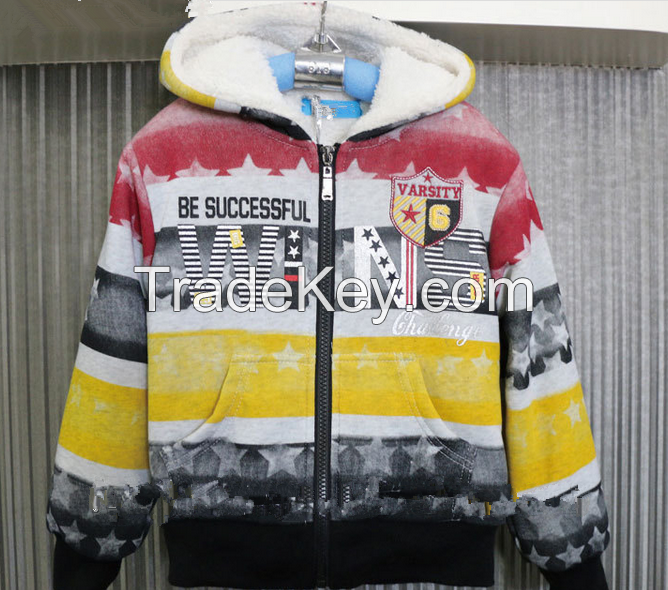 Fashionable child clothes colorful design printing hoody for boys