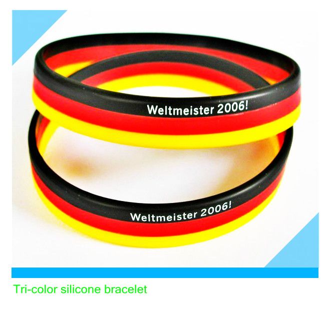 fashion three line silicone bracelet with laser logo 