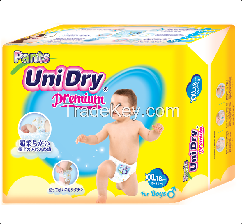 PREMIUM BABY PULL PANT UNIDRY, MAXIMUM ABSORBENCY, SUPER SOFT BACKSHEET COMPETITIVE PRICE MADE IN VIETNAM