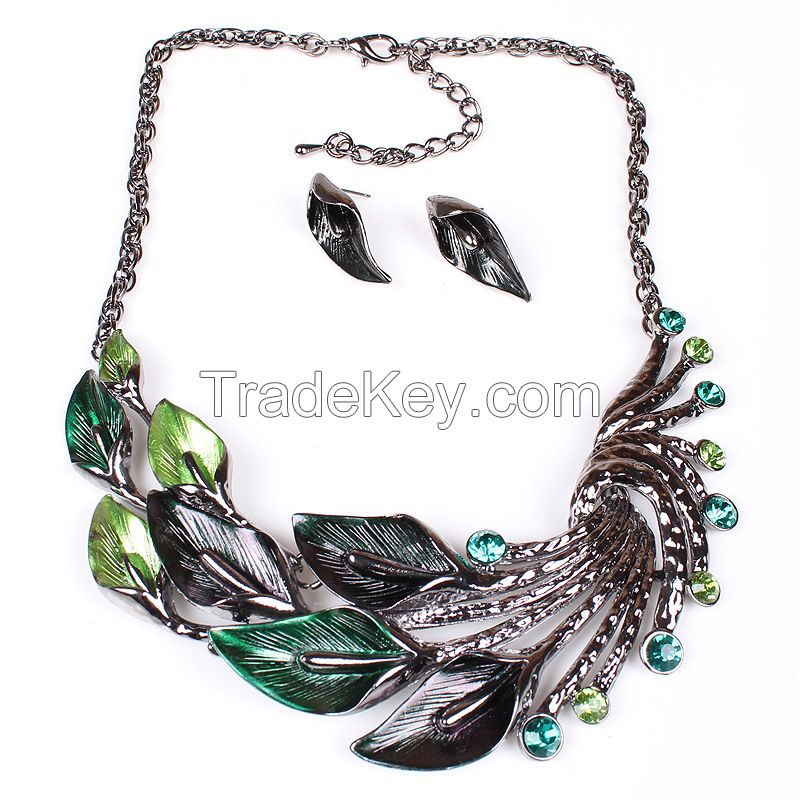 Vintage  necklace leaves short chain sweater  MD-1413