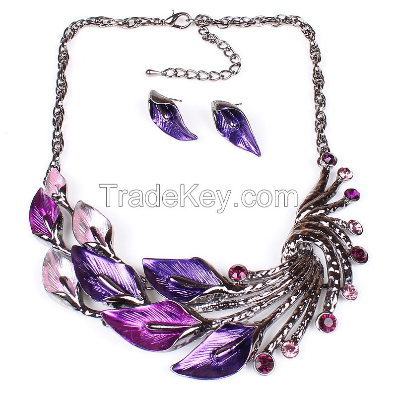 Vintage  necklace leaves short chain sweater  MD-1413