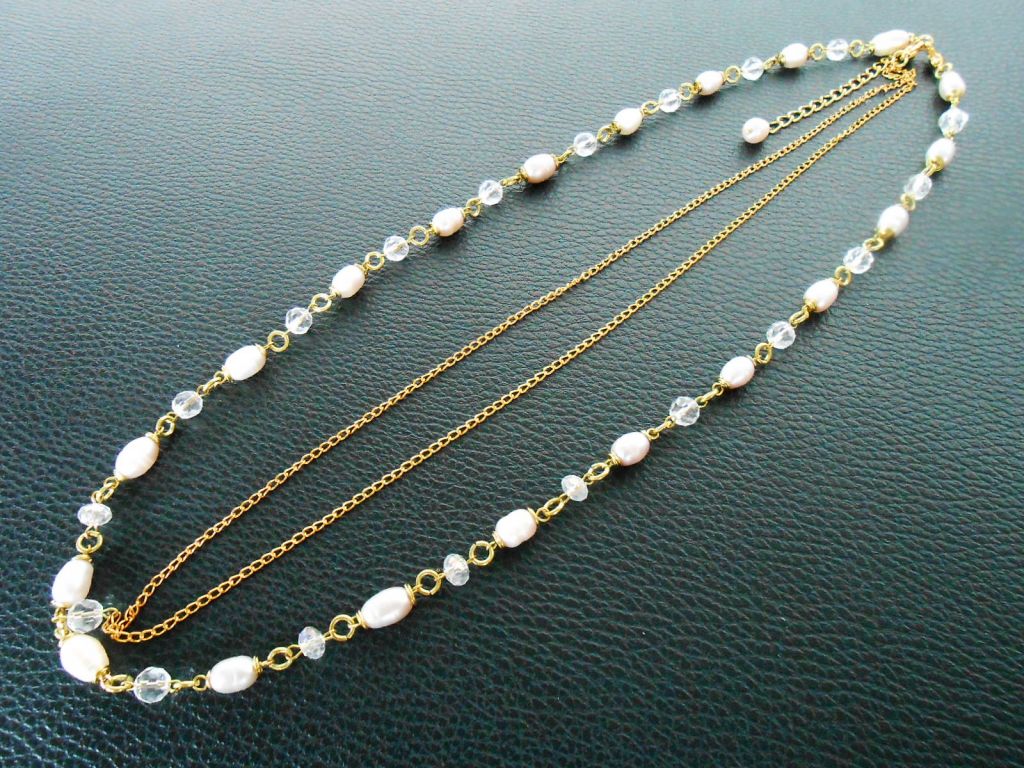 Hair Chain Accessory, Gold Chain with Pearls and Crystal Beads, Head Chain, Head Piece, Hair Jewelry. JH1004