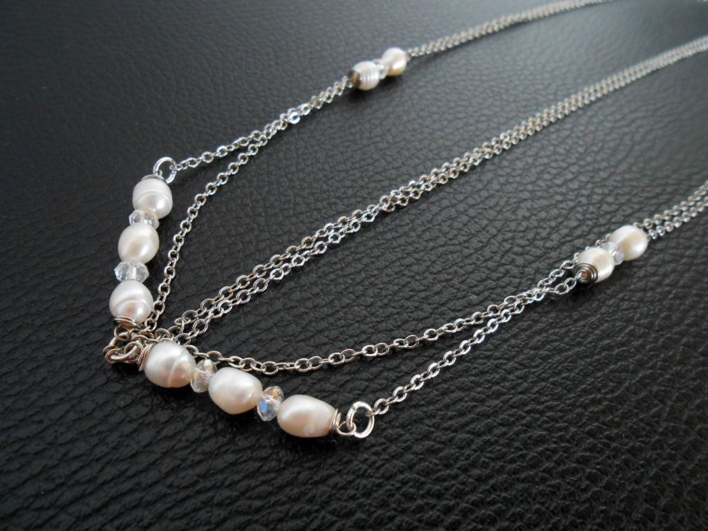 Hair Chain Accessory, Silver Chains with Pearls and Crystal Beads, Head Chain, Hair Jewelry. JH1007