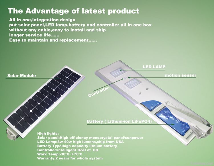 all in one solar led street light 30W