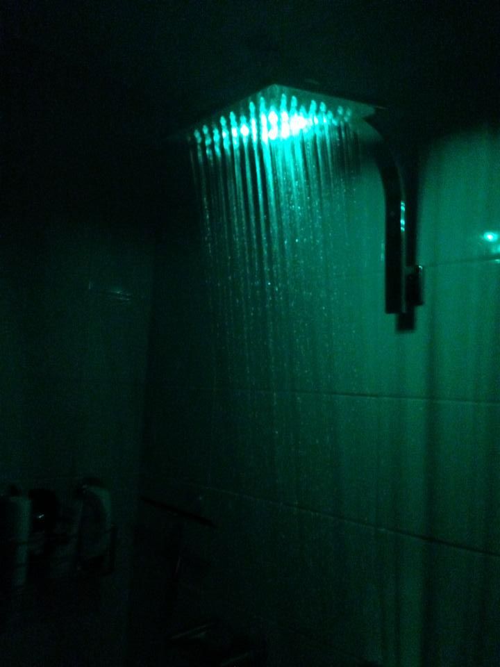 LED Shower Head &amp; Goose Neck Wall Arm &amp; Mixer Tap